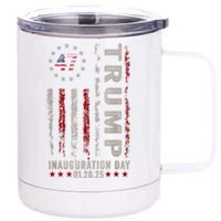 Trump Inauguration Day 2025 Memorabilia Usa Flag Vintage 12 oz Stainless Steel Tumbler Cup