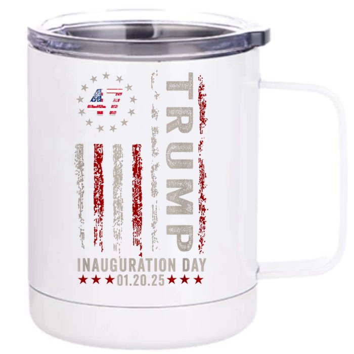 Trump Inauguration Day 2025 Memorabilia Usa Flag Vintage 12 oz Stainless Steel Tumbler Cup