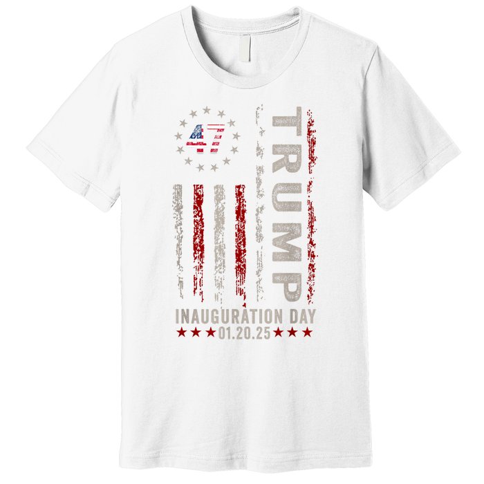 Trump Inauguration Day 2025 Memorabilia Usa Flag Vintage Premium T-Shirt