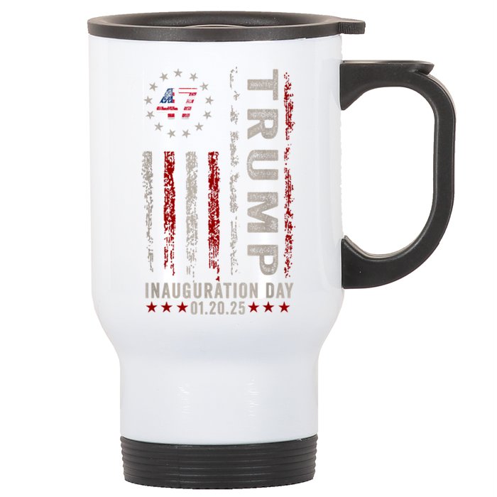 Trump Inauguration Day 2025 Memorabilia Usa Flag Vintage Stainless Steel Travel Mug