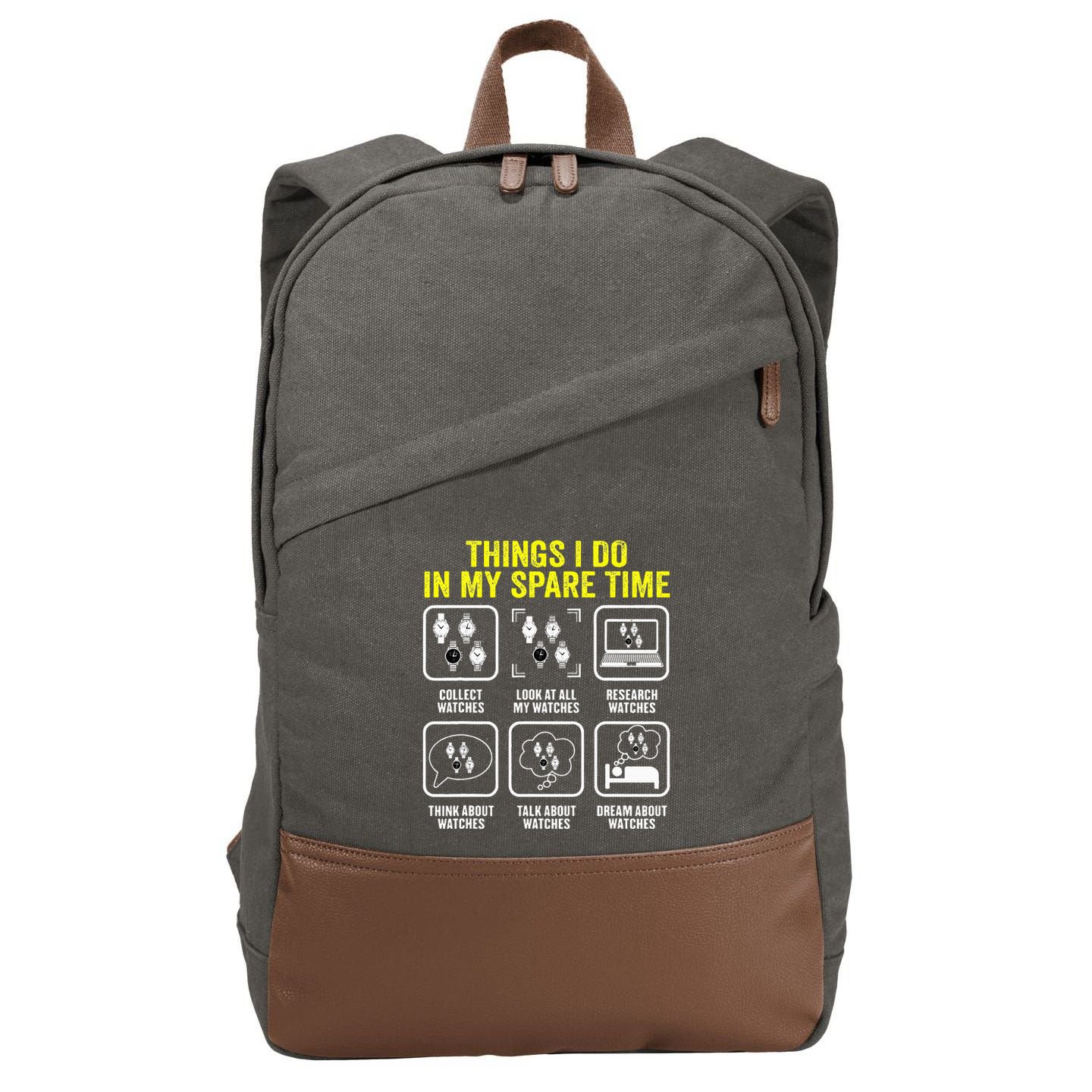 Things I Do In My Spare Time Horologist Watch Collector Cotton Canvas Backpack