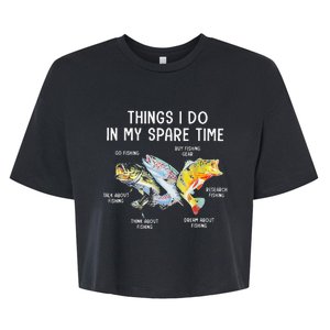 Things I Do In My Spare Time Funny Fishing Bella+Canvas Jersey Crop Tee