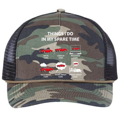 Things I Do In My Spare Time Drive Cars Look At Cars Funny Retro Rope Trucker Hat Cap