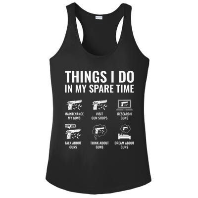 Things I Do In My Spare Time Funny Gun Lover Gun Enthusiast Ladies PosiCharge Competitor Racerback Tank