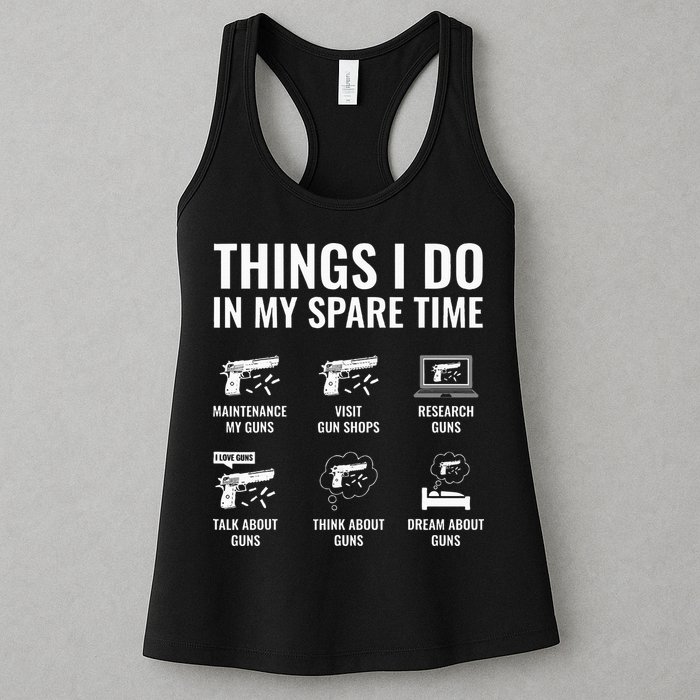 Things I Do In My Spare Time Funny Gun Lover Gun Enthusiast Womens Tank Top