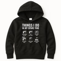 Things I Do In My Spare Time Funny Gun Lover Gun Enthusiast Kids Hoodie