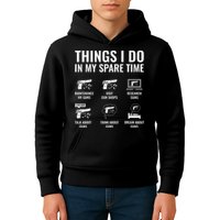 Things I Do In My Spare Time Funny Gun Lover Gun Enthusiast Kids Hoodie