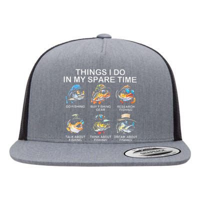 Things I Do In My Spare Time Funny Fishing Flat Bill Trucker Hat