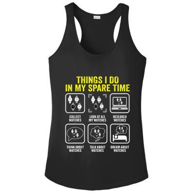 Things I Do In My Spare Time Horologist Watch Collector Ladies PosiCharge Competitor Racerback Tank
