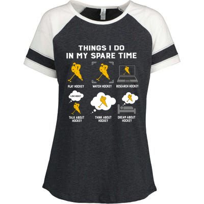 Things I Do In My Spare Time Hockey Eat Sleep Repeat Classic Great Gift Enza Ladies Jersey Colorblock Tee