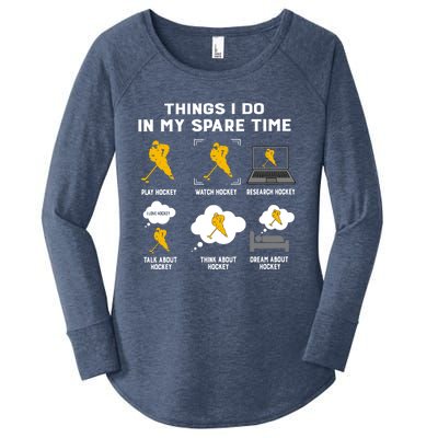 Things I Do In My Spare Time Hockey Eat Sleep Repeat Classic Great Gift Women's Perfect Tri Tunic Long Sleeve Shirt