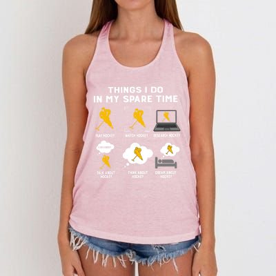 Things I Do In My Spare Time Hockey Eat Sleep Repeat Classic Great Gift Women's Knotted Racerback Tank