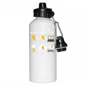 Things I Do In My Spare Time Hockey Eat Sleep Repeat Classic Great Gift Aluminum Water Bottle