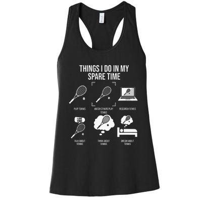 Things I Do In My Spare Time Funny Tennis Player Women's Racerback Tank