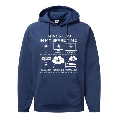 Things I Do In My Spare Time Helicoptors Performance Fleece Hoodie