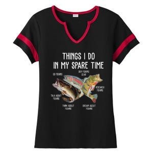 Thing I Do In My Spare Time Fishing Funny Ladies Halftime Notch Neck Tee