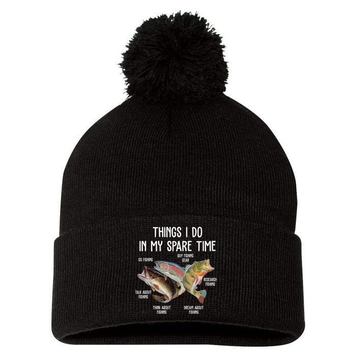 Thing I Do In My Spare Time Fishing Funny Pom Pom 12in Knit Beanie