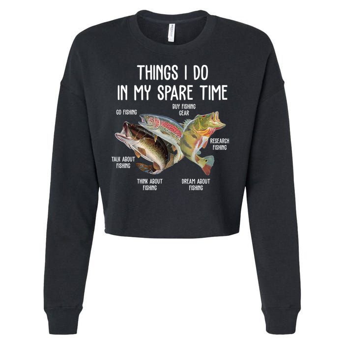 Thing I Do In My Spare Time Fishing Funny Cropped Pullover Crew