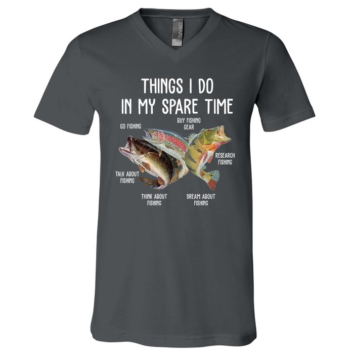 Thing I Do In My Spare Time Fishing Funny V-Neck T-Shirt