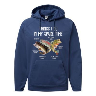 Thing I Do In My Spare Time Fishing Funny Performance Fleece Hoodie