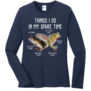 Thing I Do In My Spare Time Fishing Funny Ladies Long Sleeve Shirt