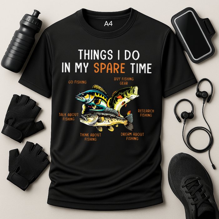 Things I Do In My Spare Time Funny Fishing Things Cooling Performance Crew T-Shirt