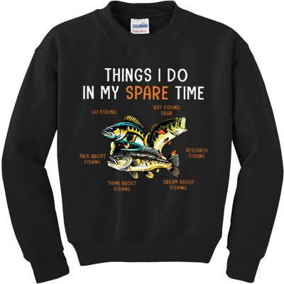 Things I Do In My Spare Time Funny Fishing Things Kids Sweatshirt