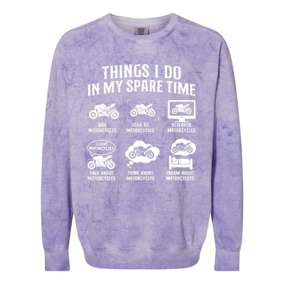 Things I Do In My Spare Time Biker Motorcycle Rider Riding Colorblast Crewneck Sweatshirt