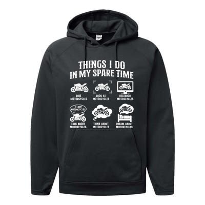 Things I Do In My Spare Time Biker Motorcycle Rider Riding Performance Fleece Hoodie