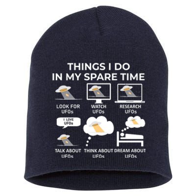 Things I Do In My Spare Time Ufos Short Acrylic Beanie