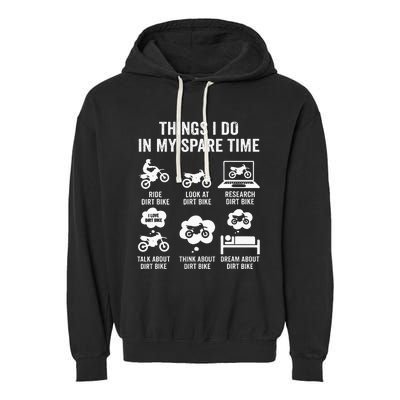 Things I Do In My Spare Time Funny Dirt Bike Motocross Biker Garment-Dyed Fleece Hoodie