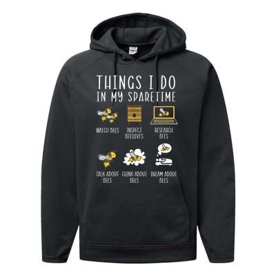 Things I Do In My Spare Time Beekeeper Beekeeping Apiarist Performance Fleece Hoodie