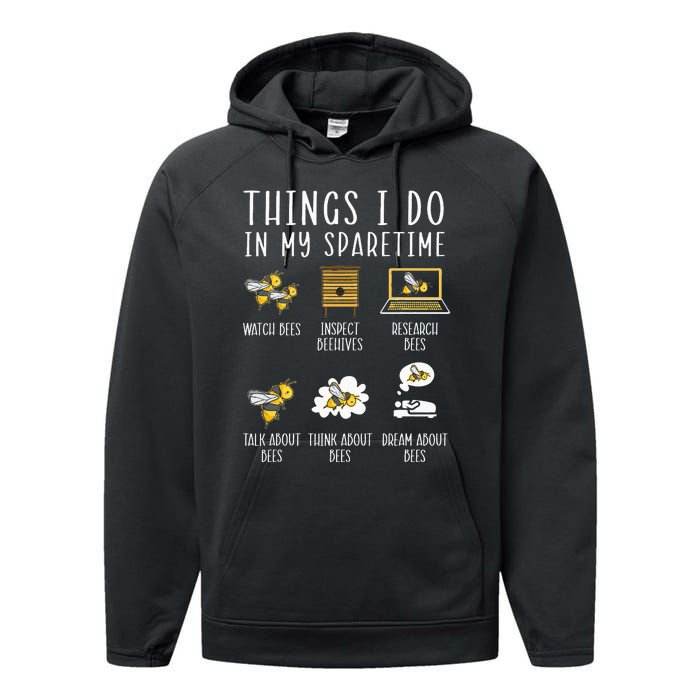 Things I Do In My Spare Time Beekeeper Beekeeping Apiarist Performance Fleece Hoodie