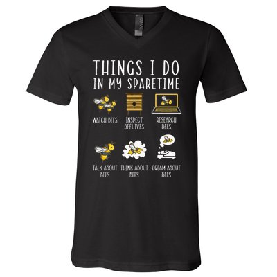 Things I Do In My Spare Time Beekeeper Beekeeping Apiarist V-Neck T-Shirt