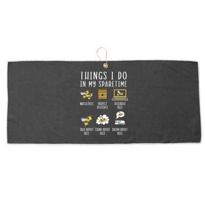 Things I Do In My Spare Time Beekeeper Beekeeping Apiarist Large Microfiber Waffle Golf Towel