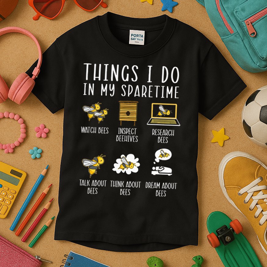 Things I Do In My Spare Time Beekeeper Beekeeping Apiarist Kids T-Shirt