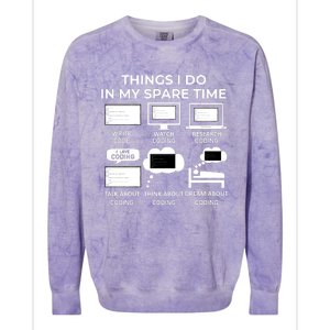 Things I Do In My Spare Time Coding Colorblast Crewneck Sweatshirt