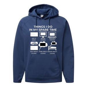 Things I Do In My Spare Time Coding Performance Fleece Hoodie