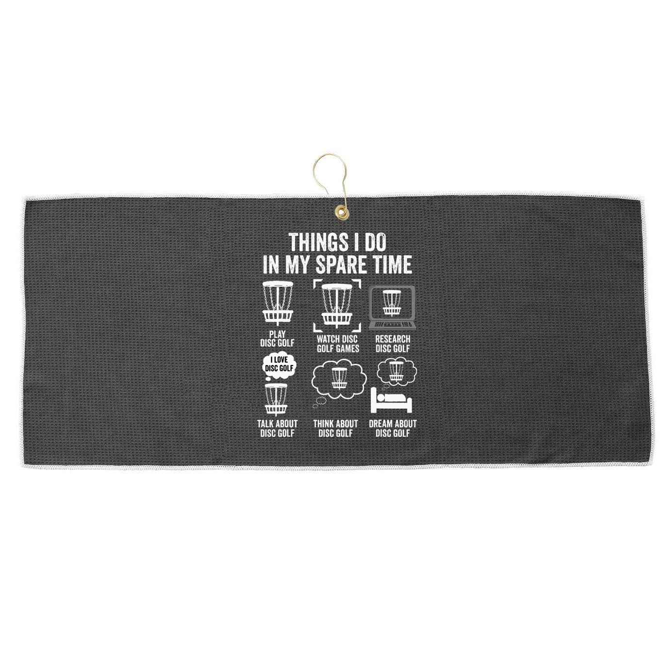 Things I Do In My Spare Time Disc Golf funny Gift Player Large Microfiber Waffle Golf Towel