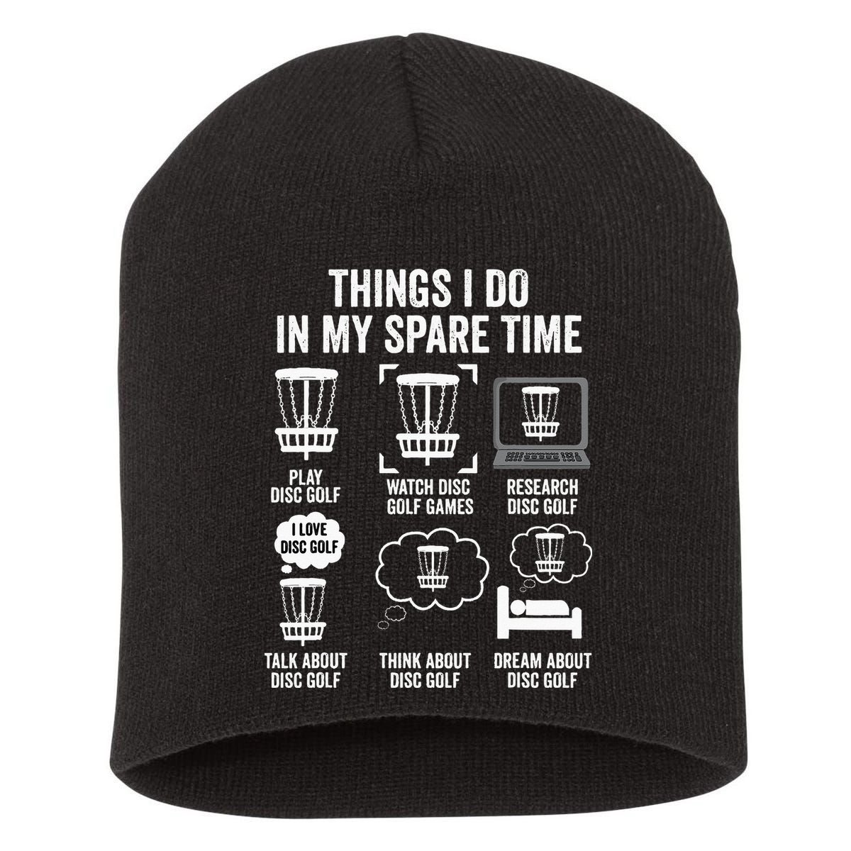 Things I Do In My Spare Time Disc Golf funny Gift Player Short Acrylic Beanie