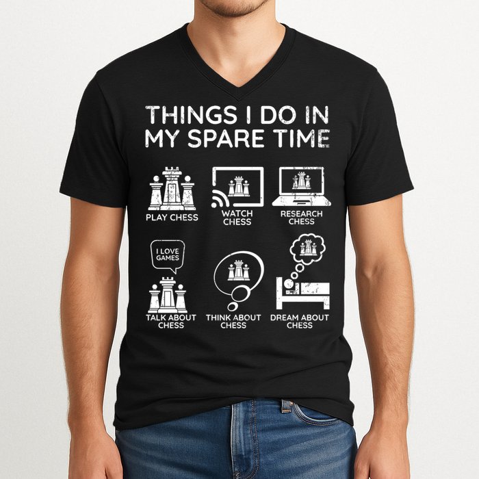 Things I Do In My Spare Time Chess Player V-Neck T-Shirt