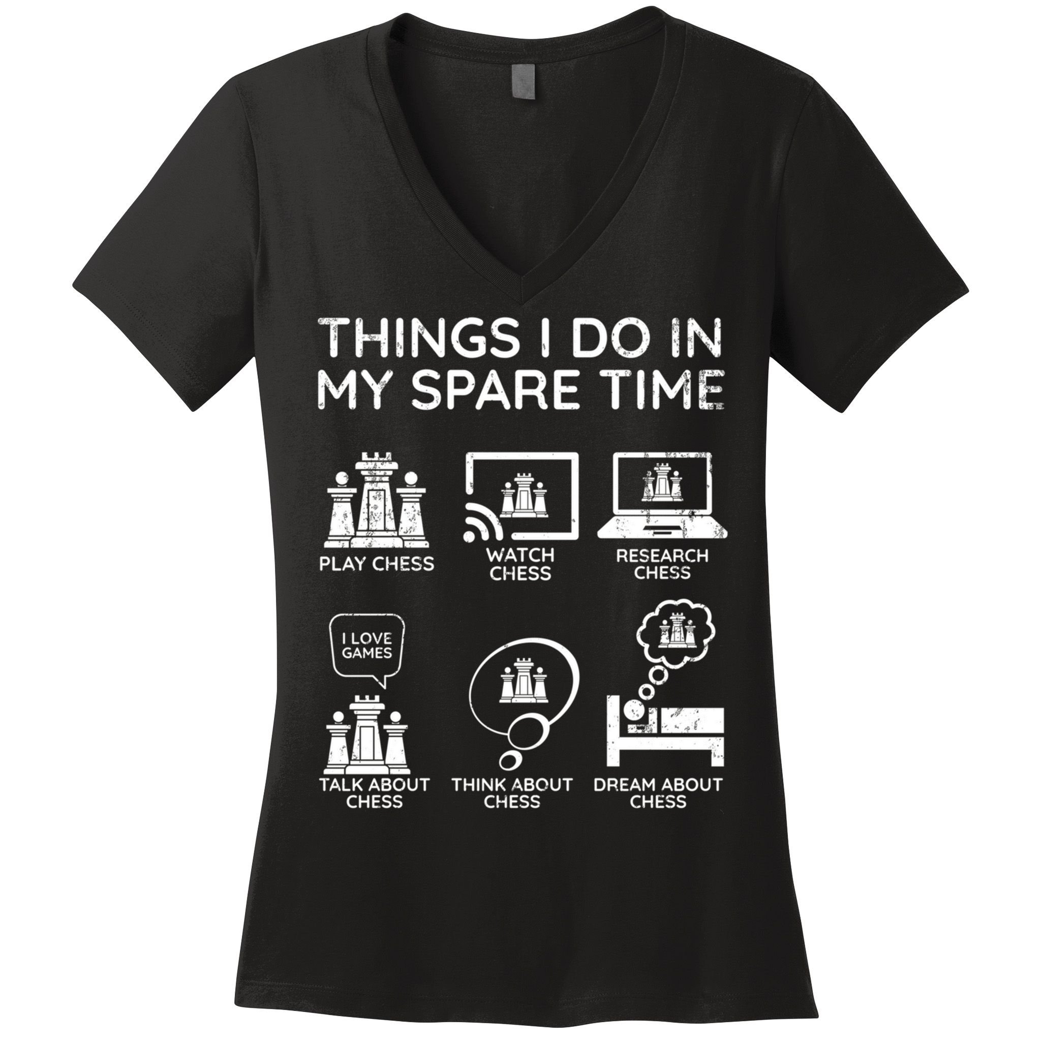 Things I Do In My Spare Time Chess Player Women's V-Neck T-Shirt