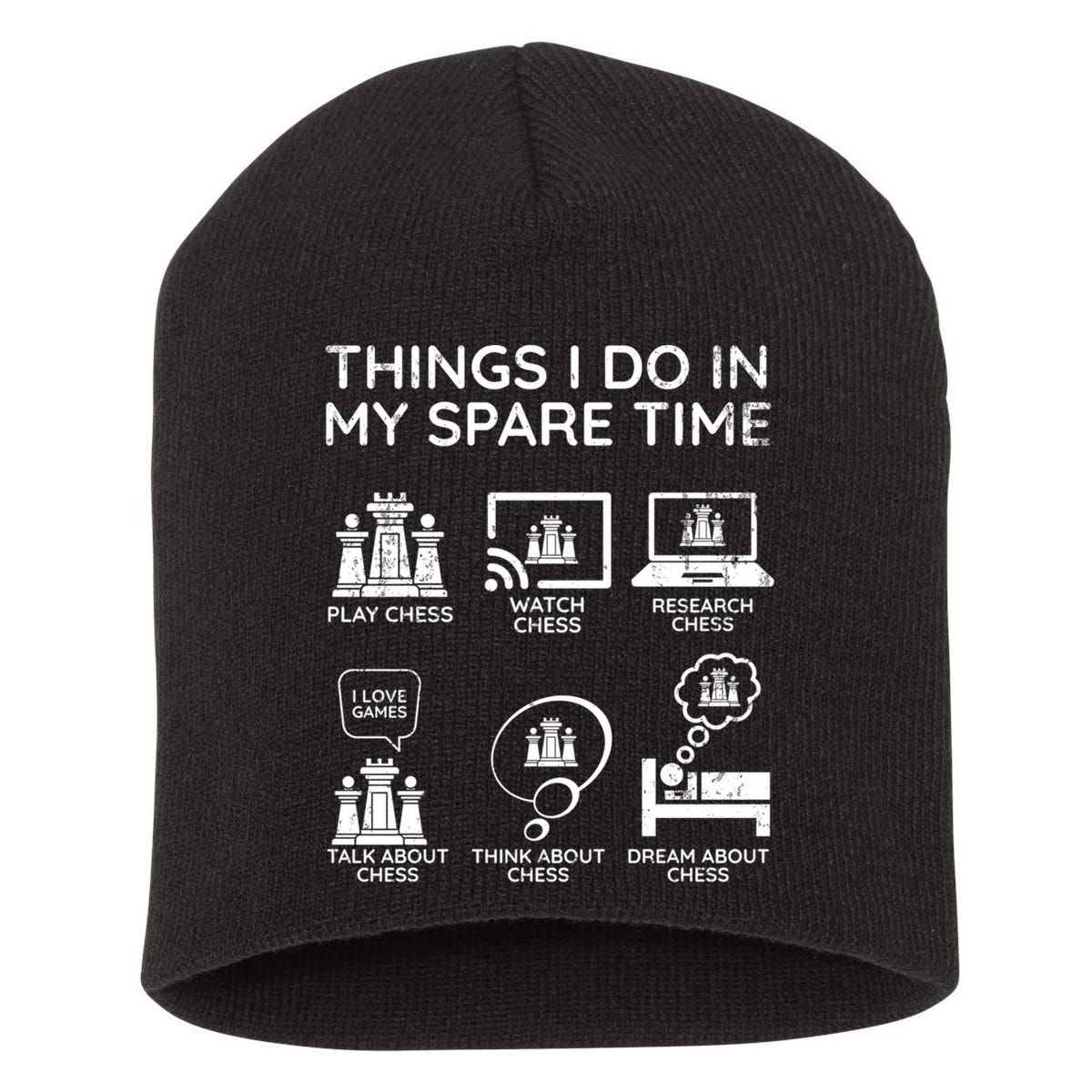 Things I Do In My Spare Time Chess Player Short Acrylic Beanie