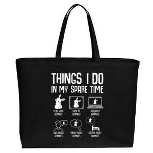 Things I Do In My Spare Time Bunny Rabbit Cotton Canvas Jumbo Tote