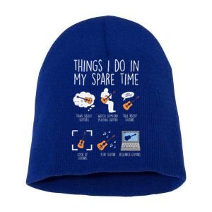 Things I Do Spare Time Guitar Funny Music Guitarist Musician Cool Gift Short Acrylic Beanie