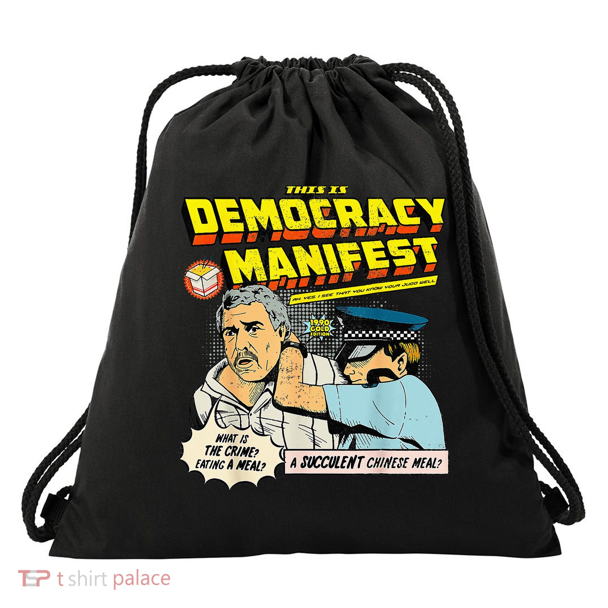 This Is Democracy Manifest Drawstring Bag