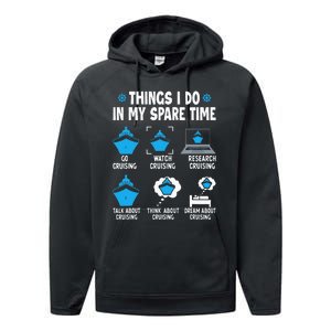 Things I Do In My Spare Time Funny Cruise Cruising Performance Fleece Hoodie