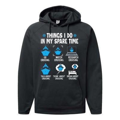 Things I Do In My Spare Time Funny Cruise Cruising Performance Fleece Hoodie