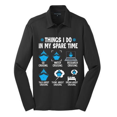 Things I Do In My Spare Time Funny Cruise Cruising Silk Touch Performance Long Sleeve Polo