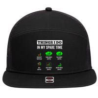 Things I Do In My Spare Time Trading Funny Crypto Investing 7 Panel Mesh Trucker Snapback Hat